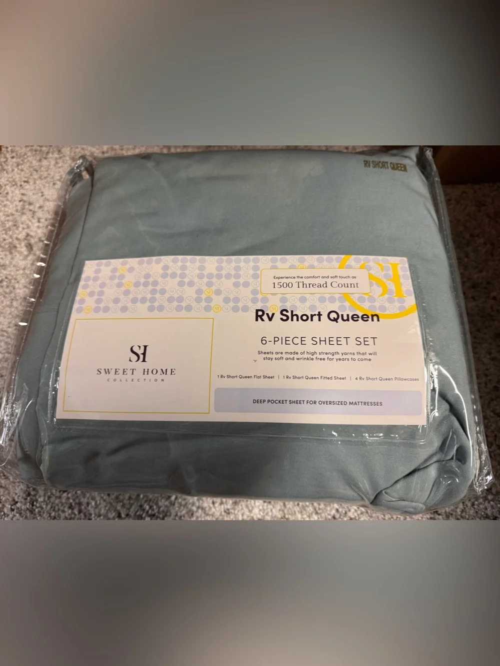 Sweet Home Collection RV Short Queen 6-Piece Microfiber Sheet Set slate 1500TC